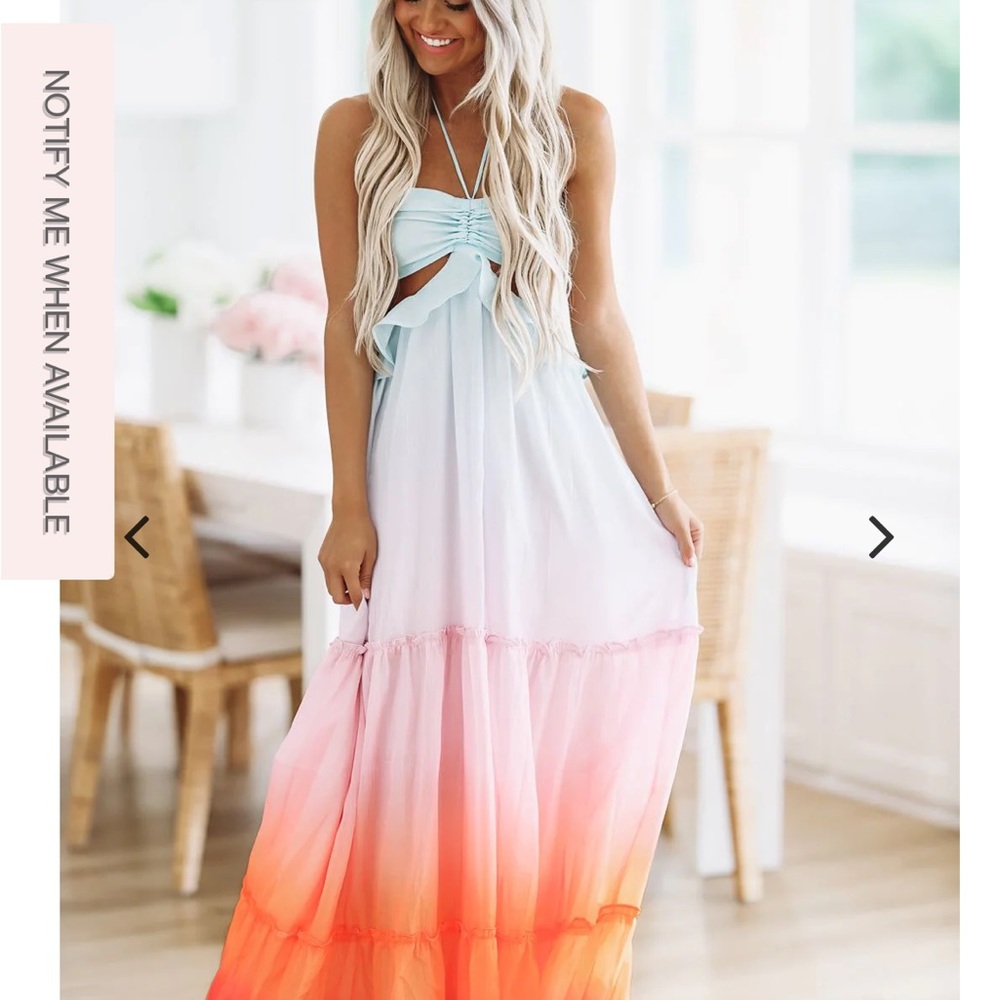 Lost in Bermuda Maxi Dress - Mint Orange Ombre